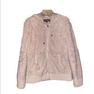 Women’s CoffeeShop Tan Faux Shearling Zip Jacket Large